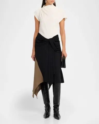 Staud Davina Asymmetric Midi Dress | Thumbnail 3 Staud Davina Asymmetric Midi Dress | Thumbnail 3