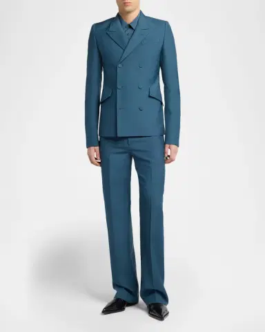 Alexander McQueen Men's Wool Double-Breasted Peak Lapel Sport Coat | Thumbnail 2