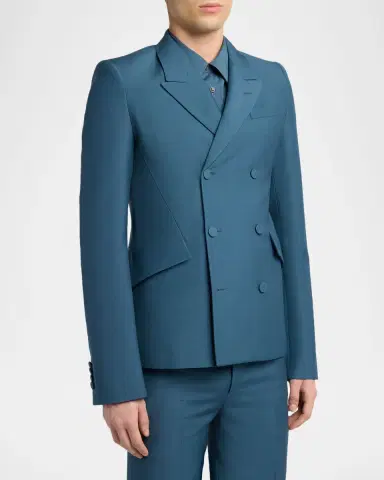 Alexander McQueen Men's Wool Double-Breasted Peak Lapel Sport Coat | Thumbnail 4