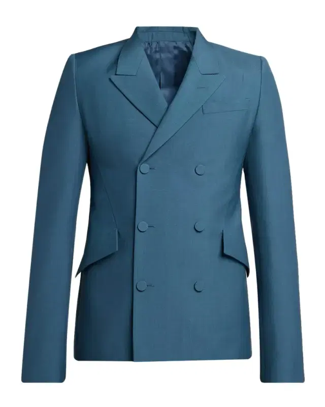 Men 's Wool Double-Breasted Peak Lapel Sport Coat