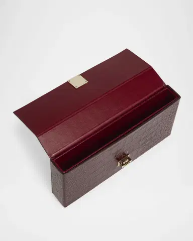 Tom Ford T-Latch Glossed Croc-Effect Leather Clutch Bag | Thumbnail 2