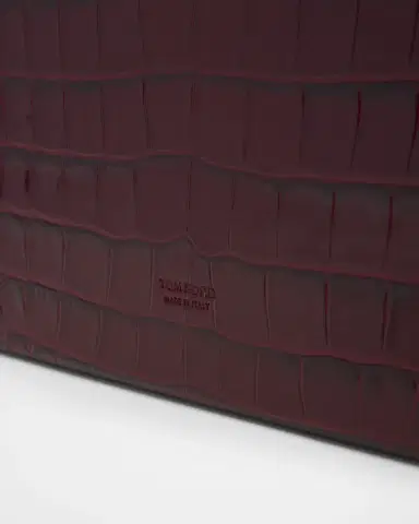 Tom Ford T-Latch Glossed Croc-Effect Leather Clutch Bag | Thumbnail 3