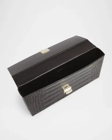 Tom Ford T-Latch Glossed Croc-Effect Leather Clutch Bag | Thumbnail 6