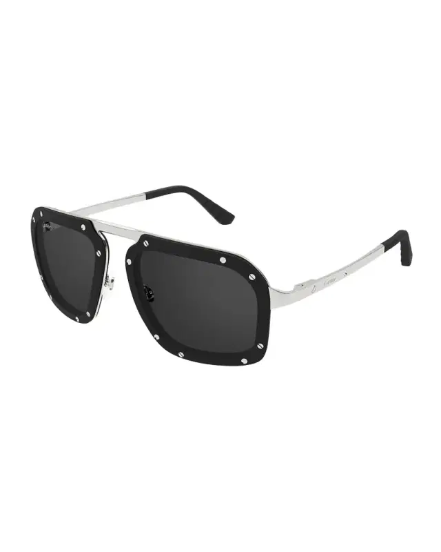Cartier Men 's Oversized Metal Rectangle Sunglasses