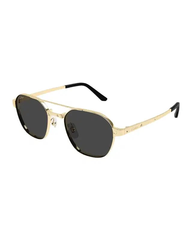 Cartier Men 's Double-Bridge Metal Aviator Sunglasses