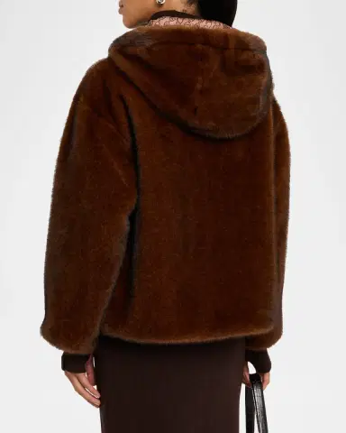 Herno Melange Alternative Fur Jacket with Hood | Thumbnail 2