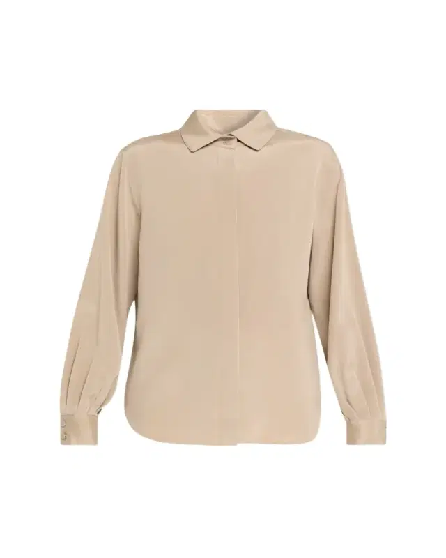 Pleated Button-Down Shirt