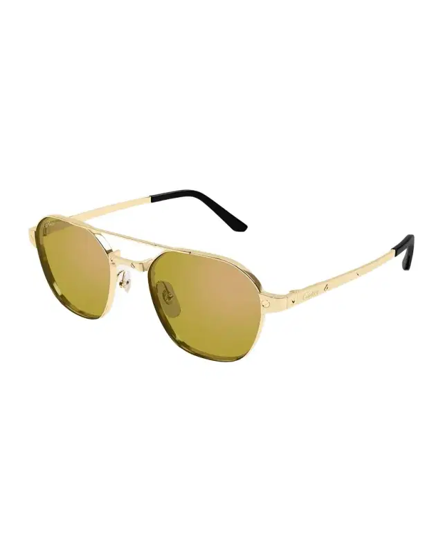 Cartier Men 's Double-Bridge Metal Aviator Sunglasses