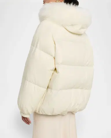 Yves Salomon Short Down Jacket with Removable Fur Trim | Thumbnail 2 Yves Salomon Short Down Jacket with Removable Fur Trim | Thumbnail 2