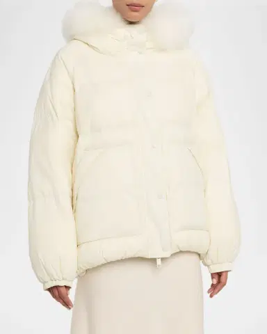 Yves Salomon Short Down Jacket with Removable Fur Trim | Thumbnail 3 Yves Salomon Short Down Jacket with Removable Fur Trim | Thumbnail 3