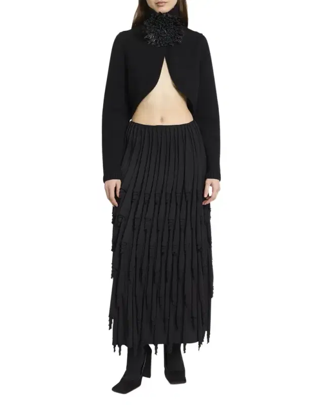 Silk-Blend Knit Layered Skirt