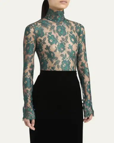Valentino Garavani Floral Lace High-Neck Top | Thumbnail 4 Valentino Garavani Floral Lace High-Neck Top | Thumbnail 4