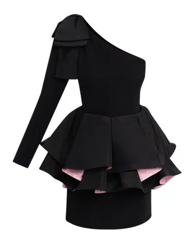 Valentino Garavani One-Shoulder Long-Sleeve Ruffle Mini Dress | Thumbnail 1 Valentino Garavani One-Shoulder Long-Sleeve Ruffle Mini Dress | Thumbnail 1