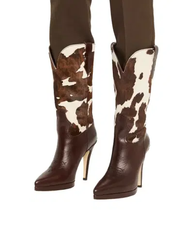 Partlow Izzie Spotted Pony Hair and Leather Stiletto Cowgirl Boots | Thumbnail 1 Partlow Izzie Spotted Pony Hair and Leather Stiletto Cowgirl Boots | Thumbnail 1