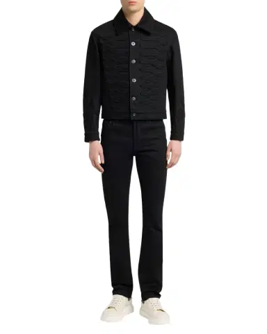 Alexander McQueen Men's Ozzy Slim Black Denim Jeans | Thumbnail 1 Alexander McQueen Men's Ozzy Slim Black Denim Jeans | Thumbnail 1