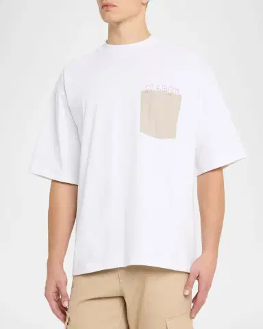 Marni Men's Cotton Relaxed-Fit Mending Logo Pocket T-Shirt | Thumbnail 3