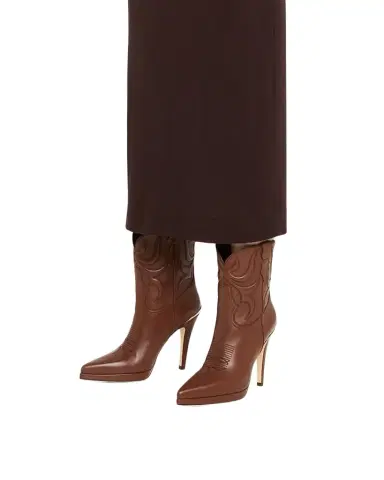 Partlow Camp Embroidered Leather Stiletto Cowboy Boots | Thumbnail 1 Partlow Camp Embroidered Leather Stiletto Cowboy Boots | Thumbnail 1