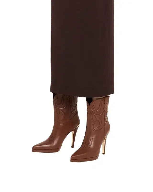 Partlow Camp Embroidered Leather Stiletto Cowboy Boots