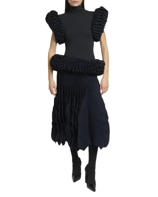 Tweed Knit Frills Skirt