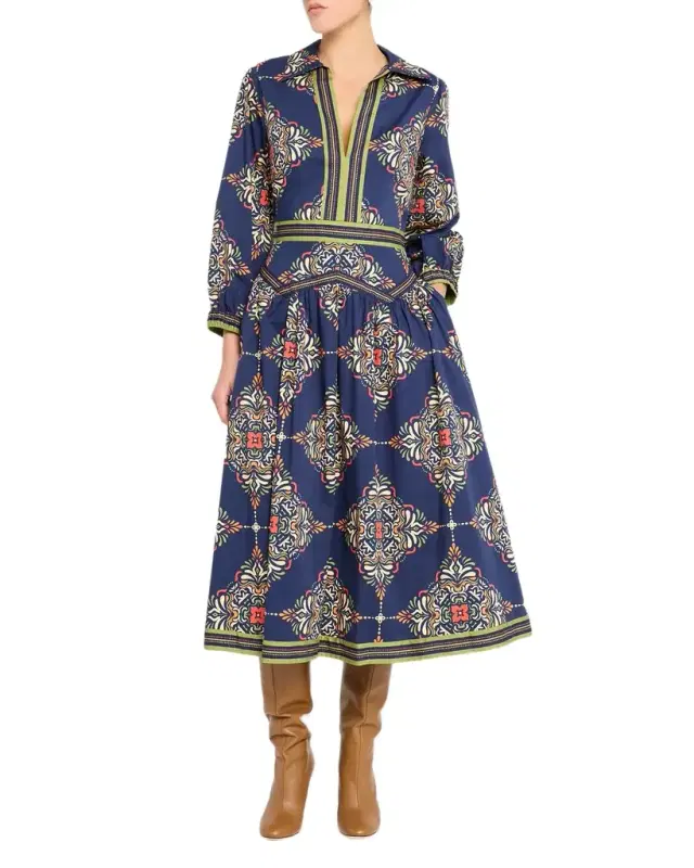 Shoshanna Lola Medallion-Print Midi Shirtdress