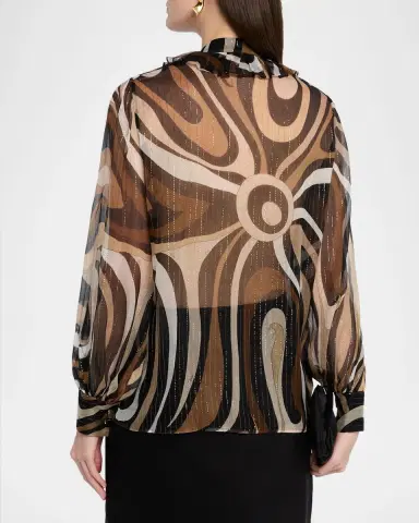PUCCI Marmo Print Long-Sleeve Silk Blouse | Thumbnail 2 PUCCI Marmo Print Long-Sleeve Silk Blouse | Thumbnail 2