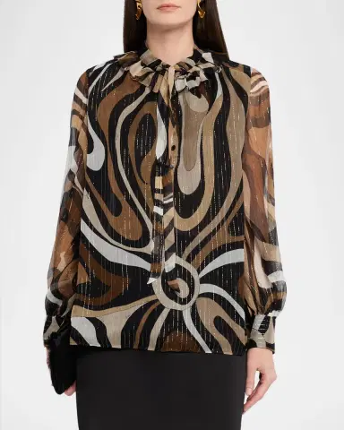 PUCCI Marmo Print Long-Sleeve Silk Blouse | Thumbnail 3 PUCCI Marmo Print Long-Sleeve Silk Blouse | Thumbnail 3