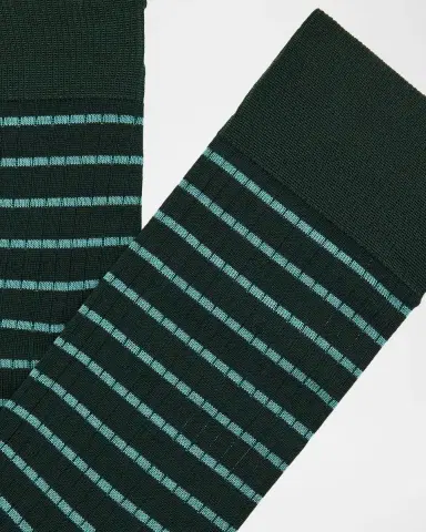 Pantherella Men's Downe Fine Stripe Calf-Length Socks | Thumbnail 2 Pantherella Men's Downe Fine Stripe Calf-Length Socks | Thumbnail 2