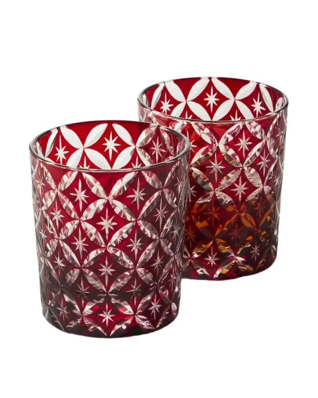 8 oz. Red Cased Glass Tumblers