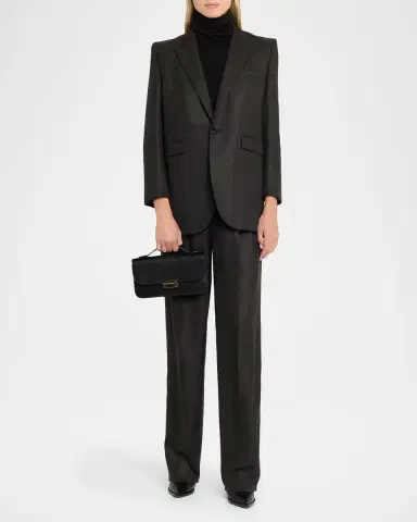 Victoria Beckham Dorian Pochette Top-Handle Bag in Smooth Leather | Thumbnail 4