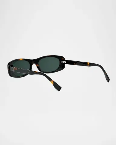 Fendi FF Squared Oval Havana Acetate Sunglasses | Thumbnail 2