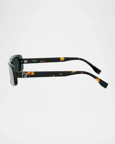 Fendi FF Squared Oval Havana Acetate Sunglasses | Thumbnail 4