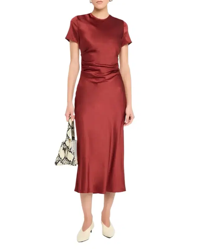 STAUD Marcel Silk Midi Dress