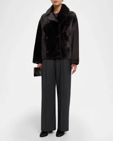 Yves Salomon Shearling Pea Coat | Thumbnail 2 Yves Salomon Shearling Pea Coat | Thumbnail 2