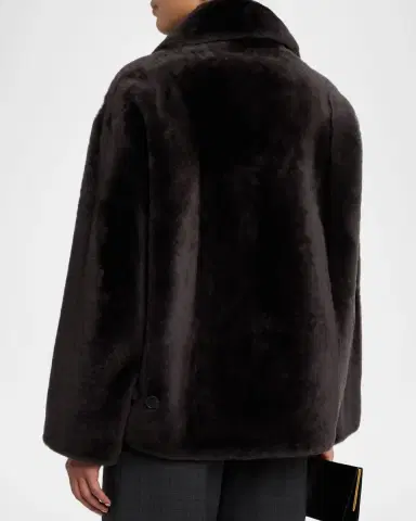 Yves Salomon Shearling Pea Coat | Thumbnail 3 Yves Salomon Shearling Pea Coat | Thumbnail 3