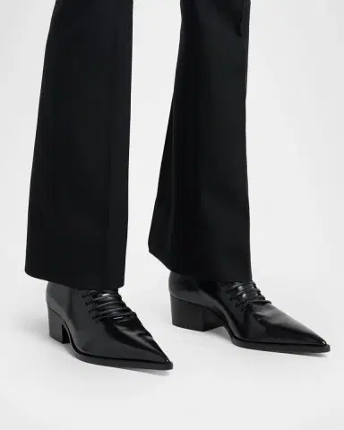McQueen Men 's Leather Pointed-Toe Derby Shoes | Thumbnail 2