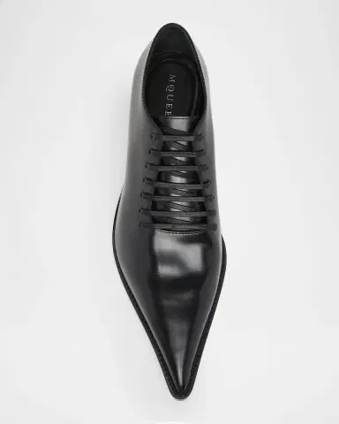 McQueen Men 's Leather Pointed-Toe Derby Shoes | Thumbnail 6