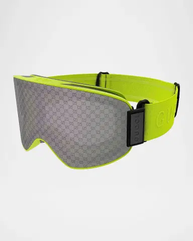 Gucci Men's Ski Mask 99mm Logo-Detail Acetate Goggles | Thumbnail 4