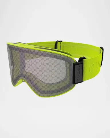 Gucci Men's Ski Mask 99mm Logo-Detail Acetate Goggles | Thumbnail 7