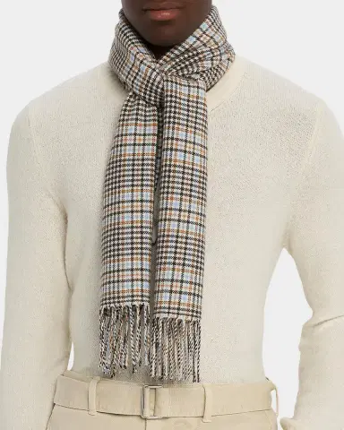 PIACENZA 1733 Men's Castle Houndstooth Plaid Wool Scarf | Thumbnail 2 PIACENZA 1733 Men's Castle Houndstooth Plaid Wool Scarf | Thumbnail 2