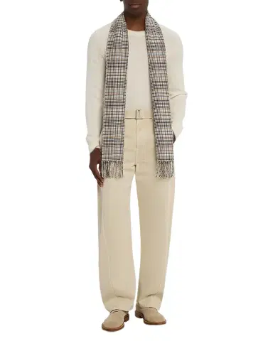 PIACENZA 1733 Men's Castle Houndstooth Plaid Wool Scarf | Thumbnail 1 PIACENZA 1733 Men's Castle Houndstooth Plaid Wool Scarf | Thumbnail 1