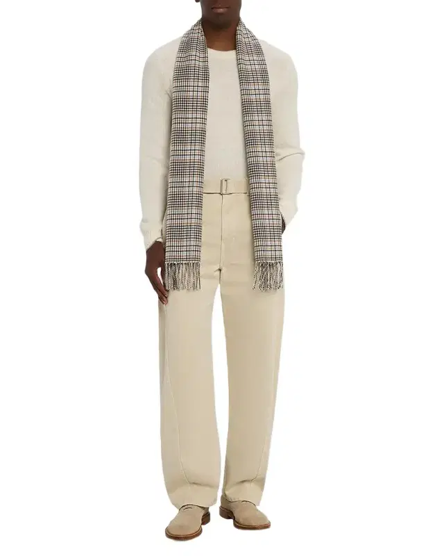 Men 's Castle Houndstooth Plaid Wool Scarf