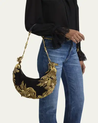 Chloé Chain Horse Bead-Embroidered Shoulder Bag in Suede | Thumbnail 2 Chloé Chain Horse Bead-Embroidered Shoulder Bag in Suede | Thumbnail 2