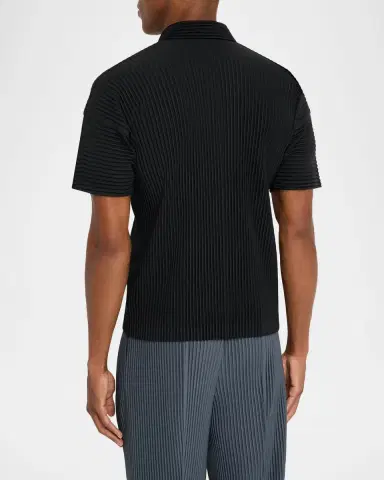 Homme Plissé Issey Miyake Men 's Pleated Polyester Polo Shirt | Thumbnail 2 Homme Plissé Issey Miyake Men 's Pleated Polyester Polo Shirt | Thumbnail 2