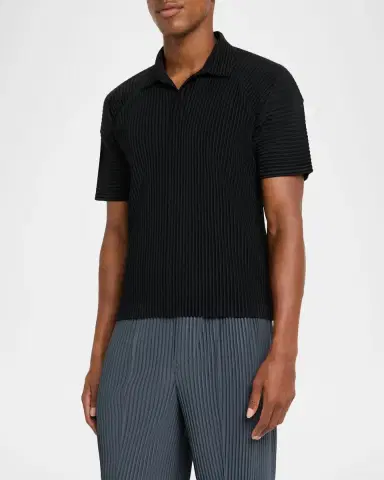 Homme Plissé Issey Miyake Men 's Pleated Polyester Polo Shirt | Thumbnail 3 Homme Plissé Issey Miyake Men 's Pleated Polyester Polo Shirt | Thumbnail 3