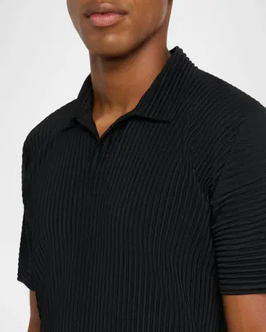 Homme Plissé Issey Miyake Men 's Pleated Polyester Polo Shirt | Thumbnail 4 Homme Plissé Issey Miyake Men 's Pleated Polyester Polo Shirt | Thumbnail 4
