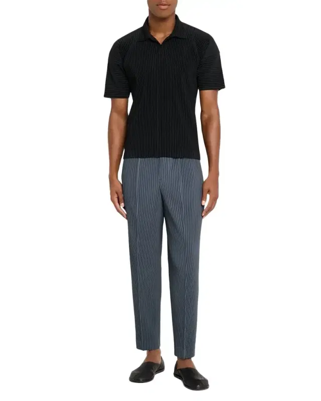 Homme Plisse Issey Miyake Men 's Pleated Polyester Polo Shirt