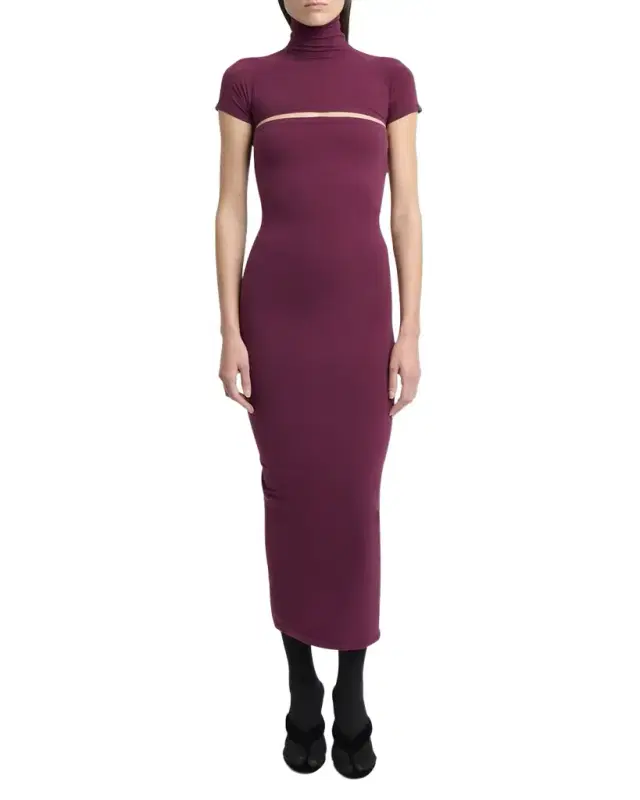 Second-Skin Knit Cutout Midi Dress