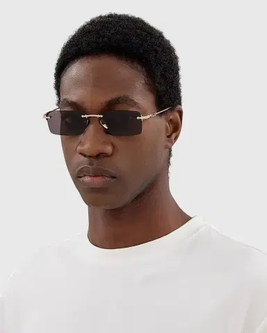 Gucci Block 56mm Rimless Rectangular Metal Sunglasses | Thumbnail 3