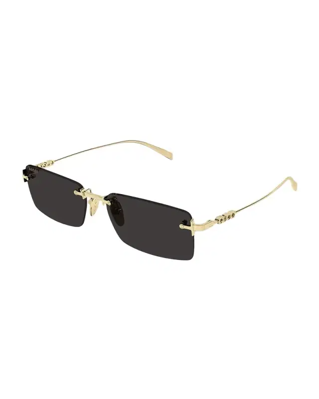 Gucci Block 56mm Rimless Rectangular Metal Sunglasses