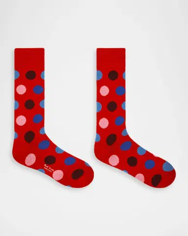 Paul Smith Men's Mike Large Polka Dot Cotton Crew Socks | Thumbnail 7